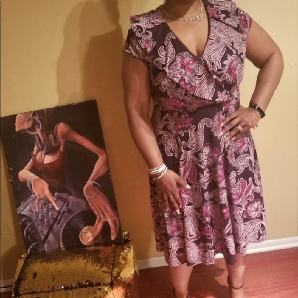 NWOT Sandra Darren large knee length paisley dress